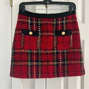Zara Red & Black Plaid Mini Skirt